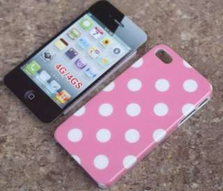 Pink Big Round Dot Protector Hard Skin Case For Apple iPhone 4 4G 4S 