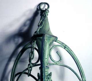 Victorian Large Hanging Planter Mint Green Wrought Iron  