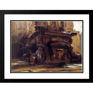   24x19 Framed and Double Matted Fountain at Bologna