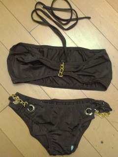 2PCS Sexy Bikini Triangle Female Swimwear S3 Dark Brown  