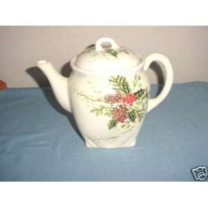  Harry & David Porcelain Pine Cones & Holly Teapot 