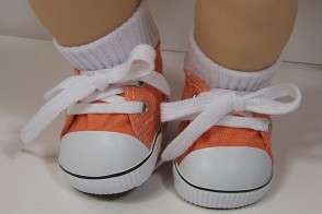 ORANGE Canvas Tennis Deck Doll Shoes For Bitty Baby♥  