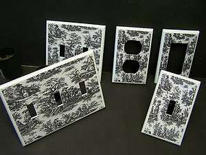 BLACK AND WHITE TOILE LIGHT SWITCH OR OUTLET COVER  