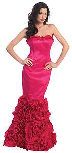 Red Carpet Long Formal Gown Prom Ball Homecoming Wedding Event Ruffled 