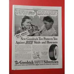 Goodrich Silvertown Tires,1940 Print Ad. (boy/girl,fighting.) orinigal 