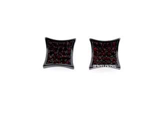 ICED OUT BLACK & RED CZ PAVE KITE STUD EARRINGS  