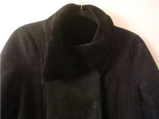   WOMENS THEORY AUTHENTIC SHEARLING SHEEP SKIN COAT BLACK SIZE M  