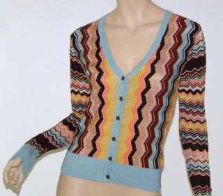 MISSONI for Target Signature Multi Color Zig Zag Knit Cardigan Sweater 
