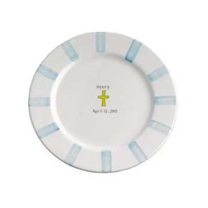  boys personalized cross ceramic plate