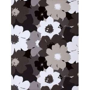  Flower Power   Greys Taupes Black and Ivory Fabric