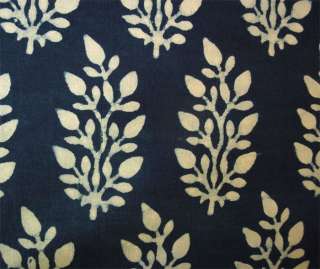 Hand Block Print, Cotton Fabric. Natural Indigo Dye  