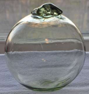 1920s Estonia Beautiful Olive Clear Heavy Bubbly Glass BUOY FLOAT 