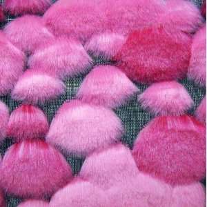  58 Wide Bubble Fur Pink on Black Fabric By The Yard 
