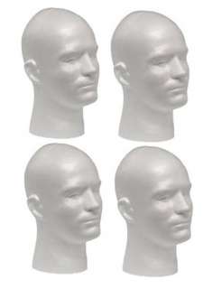 WHITE MALE (12 TALL) STYROFOAM MANNEQUIN WIG / HAT DISPLAY (4 heads 
