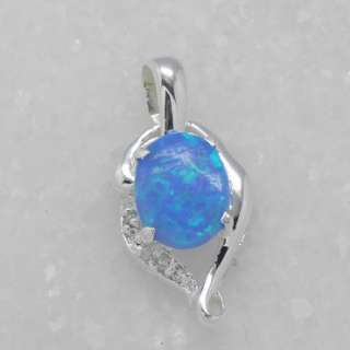 Exquisite silver blue fire opal pendant p034 3  