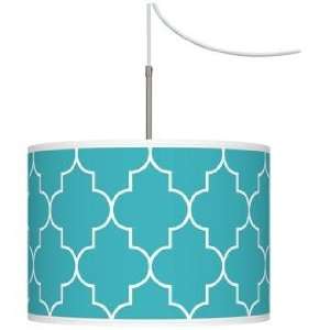  Tangier Blue Giclee Glow Swag Style Plug In Chandelier 