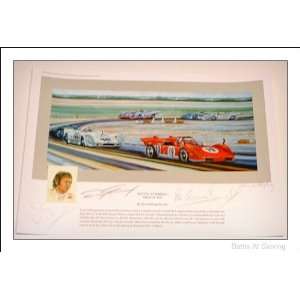  Battle At Sebring Racing Print Signed By Four Drivers 