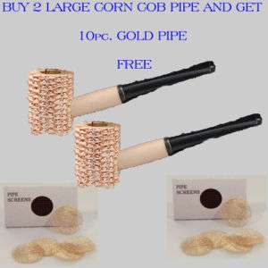 Large Corn Cob Pipe  Free 10 ct of brass pipe screens  