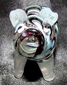 New Beautiful Hand Blown Glass Silver Blue Pig Figurine  