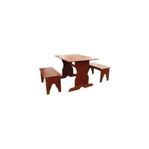   Concepts Table with 2 Benches   Cottage Oak Finish
