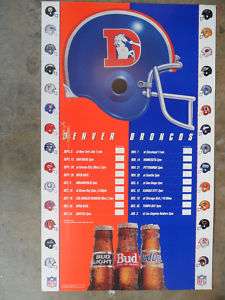 NFL Football Poster Schedule 1993 Denver Broncos  