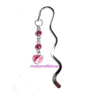  Mini Silver Bookmark with Pink Swarovski Crystal Office 