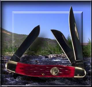 Boker Magnum Knives Bonsai Series Stockman Red Bone Handle Pocket 