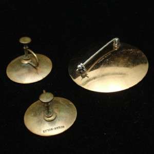 Hogan Bolas Vintage Set Brooch Pin & Earrings Modernist  