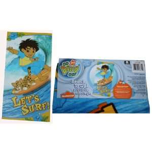 Nickelodeon Go Diego Go Beach Towel 30 X 60 100% Cotton Lets Surf 