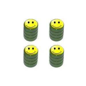  Smiley Face   Tire Rim Valve Stem Caps   Green Automotive