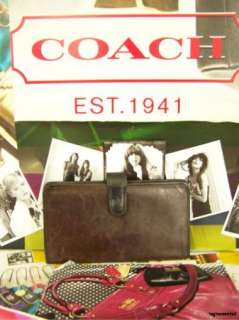 COACH Mahogany Brown Leather Checkbook Wallet VTG Distressed with 