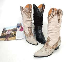   328013 Women Shoes Western Cowboy Style Heels Boots Beiges US  