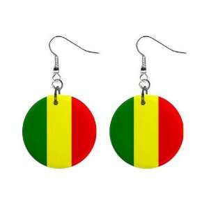 Mali Flag Button Earrings