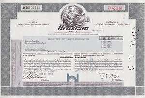 Canada Brascan Limited Stock Certificate  