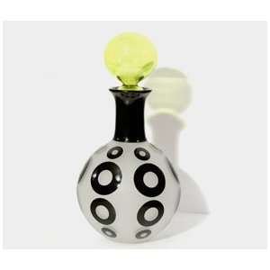  Correia Designer Art Glass, Decanter Black Circles Perfume 
