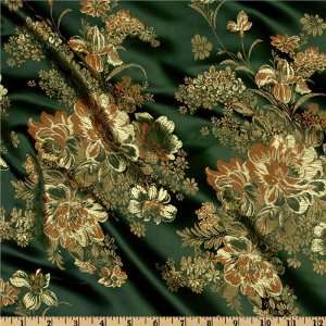  44 Wide Chinese Brocade Vintage Olive Fabric By The Yard 