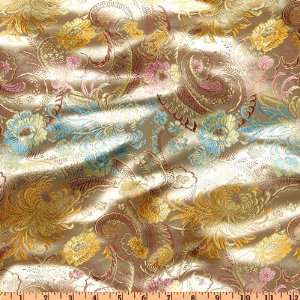  46 Wide Chinese Brocade Paisley Gold Fabric By The Yard 