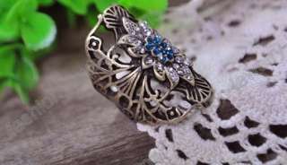 fashion antique bronze crystal flower ring  