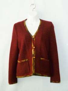   Fifth Avenue Fall Wool/Rayon Boucle Sweater Jacket~Artsy Accent~8~S/M