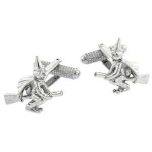  Witch on broomstick cufflinks with presentation box 