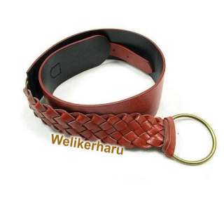Ladies Thick Braided Brown Leather Waist Belts  