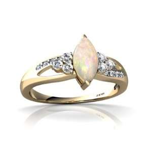   Yellow Gold Marquise Genuine Opal Antique Style Ring Size 8.5 Jewelry