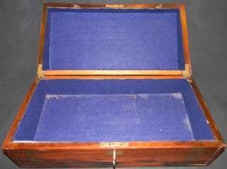 ANTIQUE 1840 BRASS INLAY ROSEWOOD LAP DESK DOCUMENT BOX  