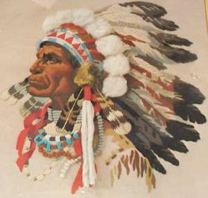 Vintage 1977 Sunset Indian Chief Crewel Stitchery Kit  