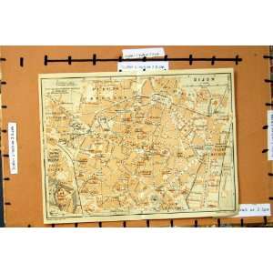  1913 MAP RIVIERA STREET PLAN TOWN DIJON FRANCE FAUBOURG 