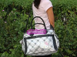 Hello Kitty shoulder bag Girl purse grid HandBag 512G  