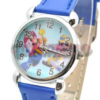 Brand New Super Mario Bros Wario Blue Leather Wrist Watch QT921  