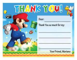Set of 10 Super Mario Bros. Personalized Invitations  