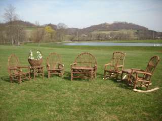 Grapevine SUPER set outdoor Amish Rustic Log patio and porch furniture 