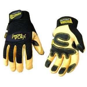   Work Gloves, Ultimate Pigskin Black Spandex, Large